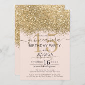 Luxury Gold Pink Glitter Confetti Quinceañera Invitation (Front/Back)