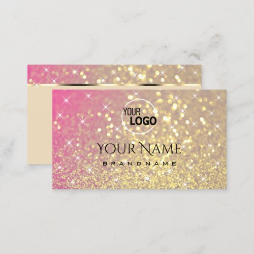 Luxury Gold Pink Purple Glitter Sparkle Stars Logo Business Card