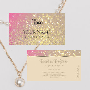Luxury Gold Pink Purple Glitter Sparkle Stars Logo Business Card