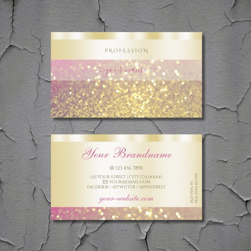 Luxury Gold Pink Purple Sparkling Glitter Stylish Business Card