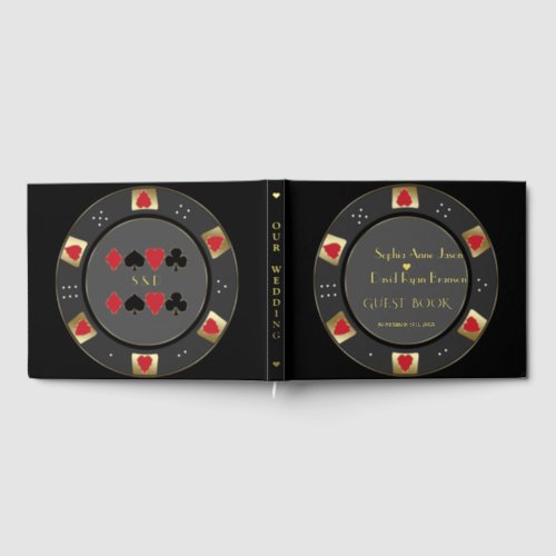 Luxury Gold Poker Chip Casino Wedding Foil Guest Book