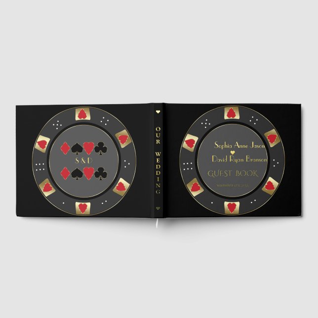Luxury Gold Poker Chip Casino Wedding Foil Guest Book (Full)