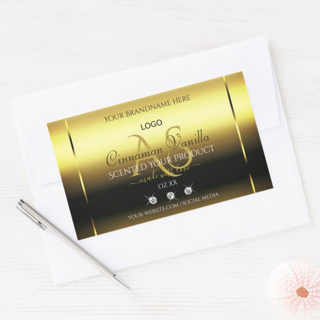Luxury Gold Product Labels Jewels Monogram Logo (Envelope)