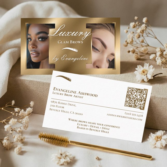 Luxury Gold Professional Beauty Brow Artist Photos Business Card (Luxury Gold Professional Beauty Brow Artist Photos Business Card)