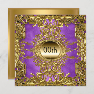Luxury Gold Purple Any Birthday Party Invitation