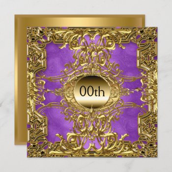 Luxury Gold Purple Any Birthday Party Invitation by invitesnow at Zazzle