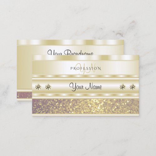 Luxury Gold Purple Sparkle Glitter Monogram Modern Business Card