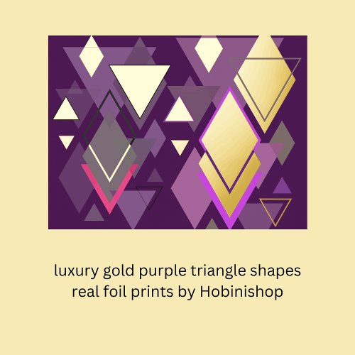 luxury gold purple triangle shapes real foil prints