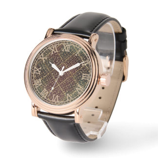 Luxury Gold Red Green Color Pattern Watch
