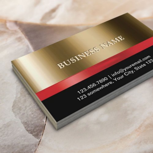 Luxury Gold Red Ribbon Business Card
