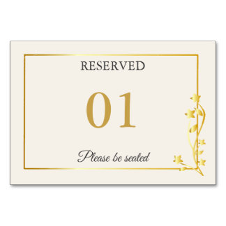 Luxury Gold Reserved Wedding Table Sign Elegant Number