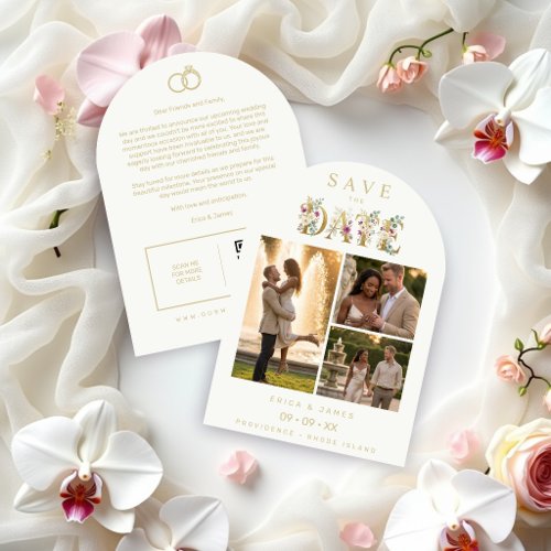 Luxury Gold Rings Floral Wedding TLW26 Save The Date