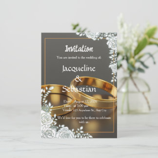 Luxury Gold Rings Wedding Invitation