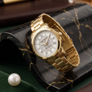 Luxury Gold Roman Numeral Wristwatch Classic