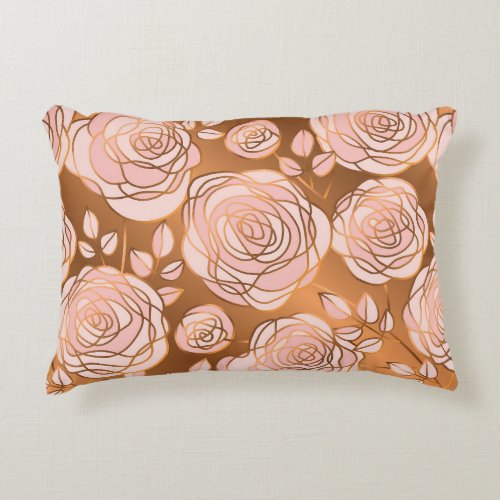 Luxury Gold Rose Seamless Floral Accent Pillow