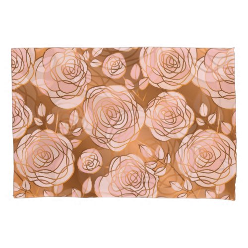 Luxury Gold Rose Seamless Floral Pillow Case