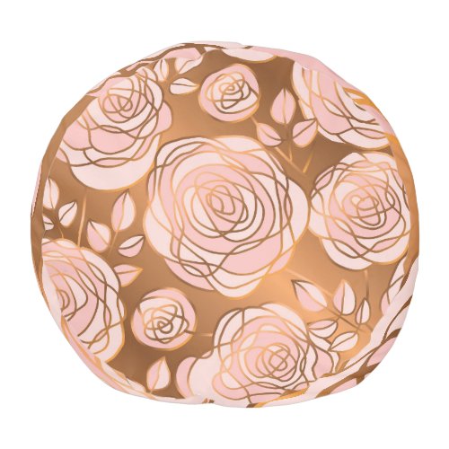 Luxury Gold Rose Seamless Floral Pouf