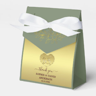 Luxury Gold Sage Green Wedding Anniversary  Favor Boxes
