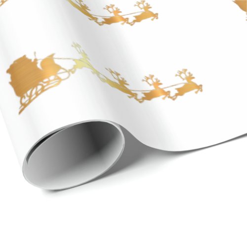 Luxury gold Santa on white X_mas wrapping paper