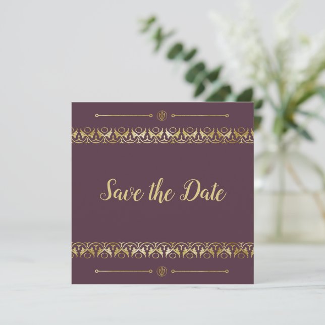 Luxury Gold Save the Date Invitation (Standing Front)