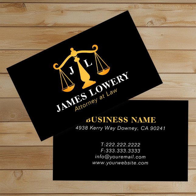 Luxury Gold Scales of Justice Attorney Business Card (Creator Uploaded)