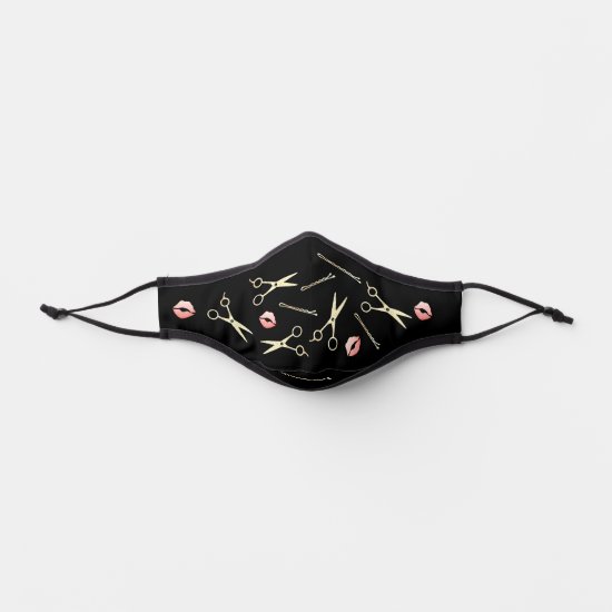 Luxury Gold Scissors Cute Pink Lips Hair Stylist Premium Face Mask