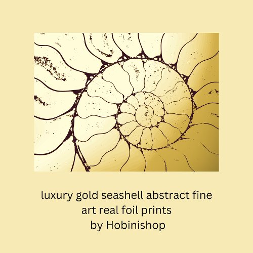 luxury gold seashell abstract fine art real     foil prints