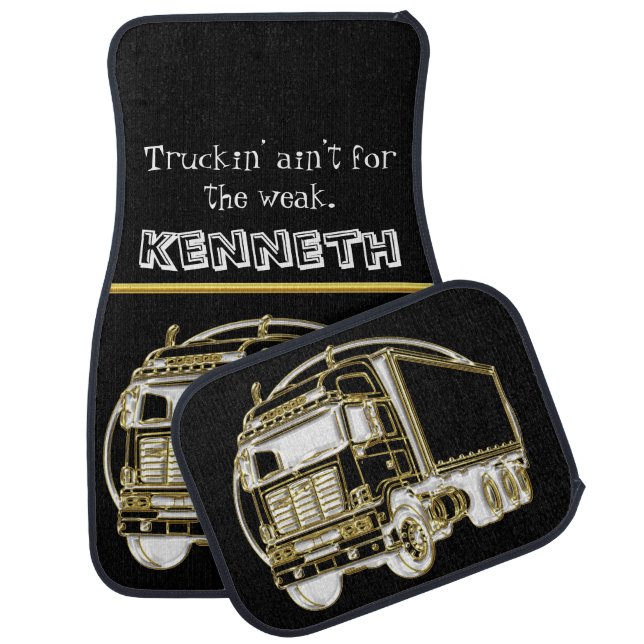 Luxury Gold Semi-Truck Image Car Floor Mat (Set)