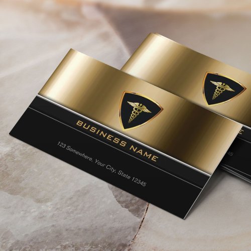 Customizable Luxury Gold Shield Medical Care Business Card
