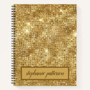 Luxury Gold Shimmering Sequins Custom Name Notebook