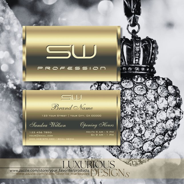Luxury Gold Shimmery Colors and Initials Elegant Business Card (Creator Uploaded)