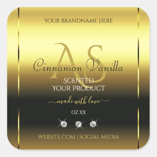 Luxury Gold Shimmery Product Label Jewels Monogram
