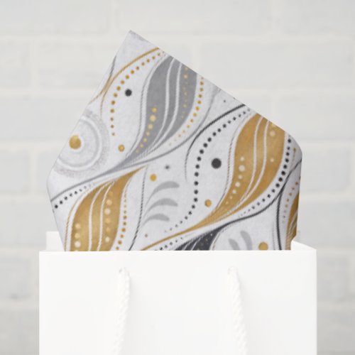 Luxury Gold Silver Black Art Deco Abstract Pattern Tissue Paper