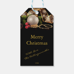 Luxury Gold Silver Black Merry Christmas Gift Tags