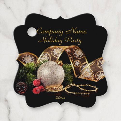 Luxury Gold Silver Corporate Holiday Favor Tags