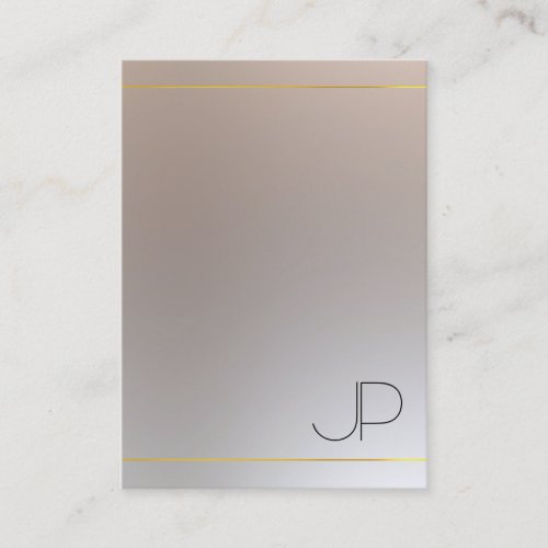 Luxury Gold Silver Look Monogrammed Modern Elegant Business Card