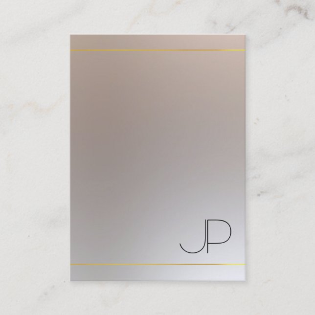 Luxury Gold Silver Look Monogrammed Modern Elegant Business Card (Front)
