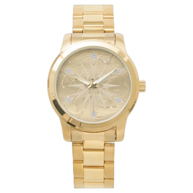 Luxury Gold Snowflake Diamond Men’s Watch (Front)