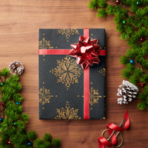 Luxury Gold Snowflake Wrapping Paper Elegant Hol