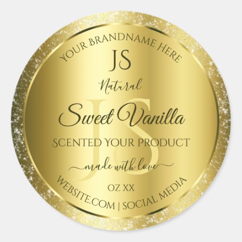 Luxury Gold Soft Glitter Initials Product Labels