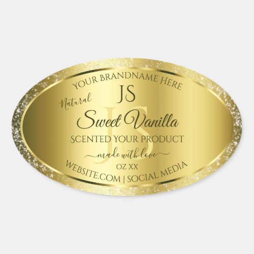 Luxury Gold Soft Glitter Initials Product Labels
