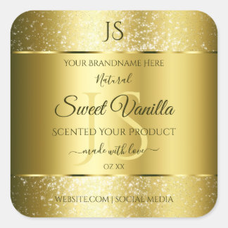 Luxury Gold Soft Glitter Initials Product Labels