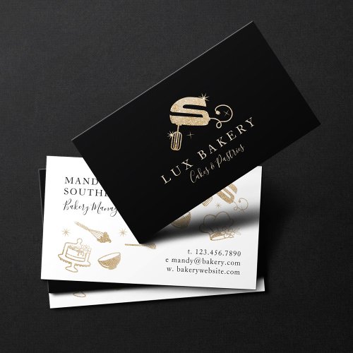 Luxury Gold Sparkle Bakers Hand Mixer Business Card