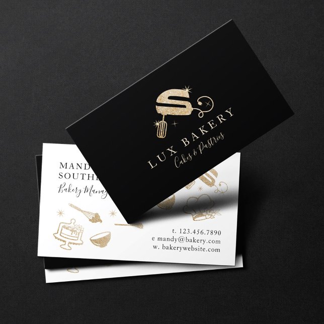 Luxury Gold Sparkle Bakers Hand Mixer Business Card (Creator Uploaded)