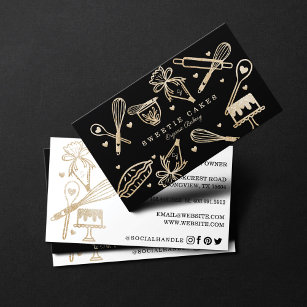 Luxury Gold Sparkle Baking Cooking Utensil Bakery  Business Card