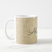 Luxury Gold Sparkle Glitter Monogram Name Initial Coffee Mug (Left)