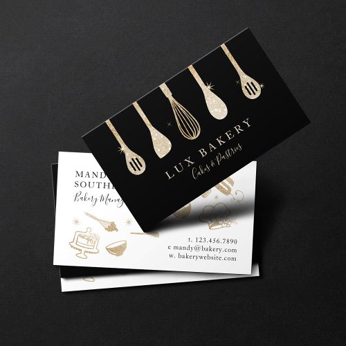 Luxury Gold Sparkle Golden Bakers Utensils Business Card