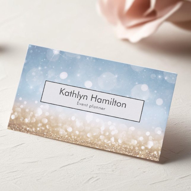 Luxury gold sparkle, modern event planner photo business card (Creator Uploaded)