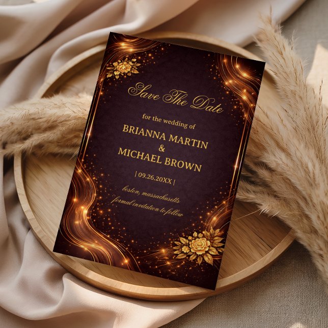 Luxury Gold Sparkle Wave Save The Date (Creator Uploaded)