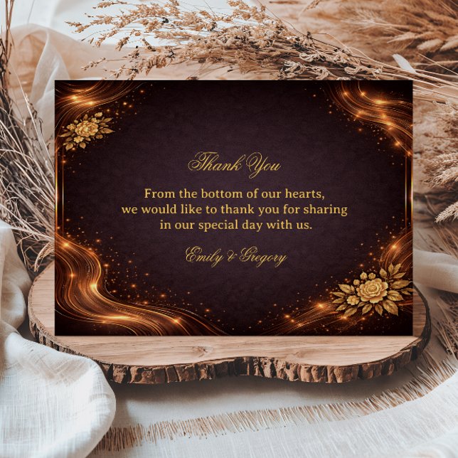 Luxury Gold Sparkle Wave Thank You Card (Creator Uploaded)